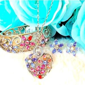 Brighton GARDEN OF DREAMS Flower Swarovski Crystal Necklace Bracelet Earrings